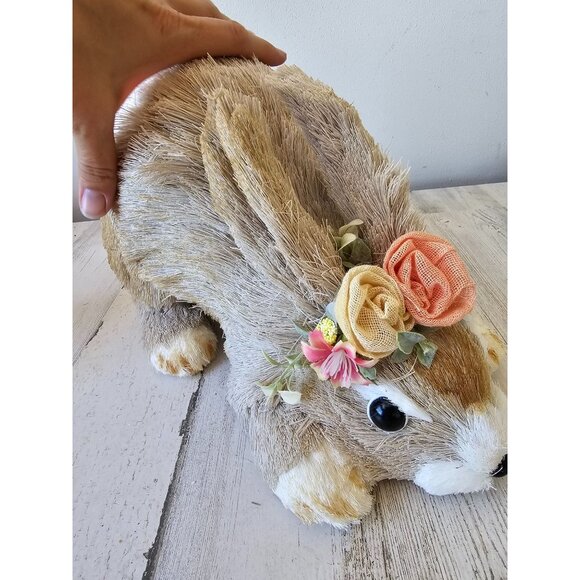 Vintage Pier 1 sisal bottle brush realistic bunny rabbit Easter decor flowers li - Picture 7 of 9